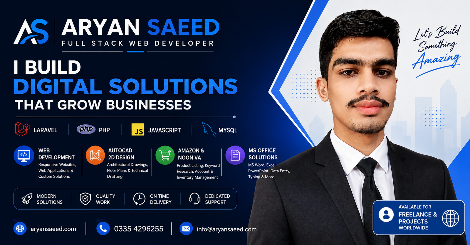 Aryan Saeed | Full Stack Web Developer, Laravel Expert & Digital Solutions